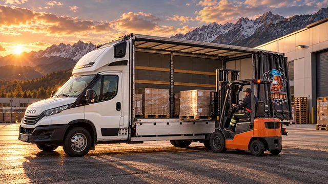 Illustration: loading a pallet into a curtain-sided vehicle