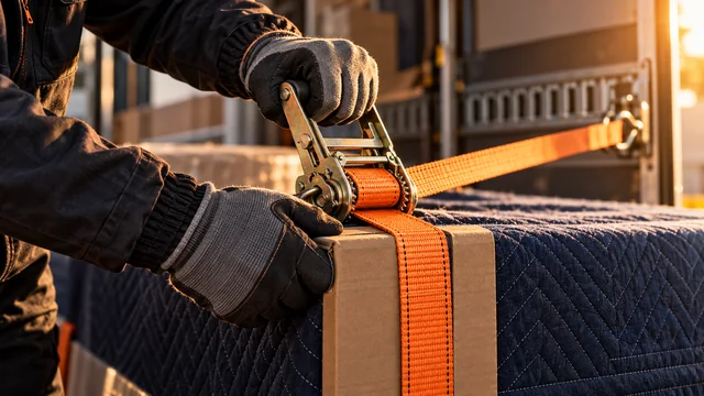 Illustration: securing protected furniture with a strap
